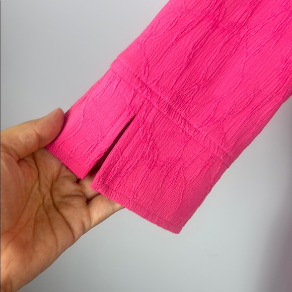 Habitat Women's Size XLarge Pink Ruffled Collar Stretch Textured Tunic Top - Picture 4 of 9